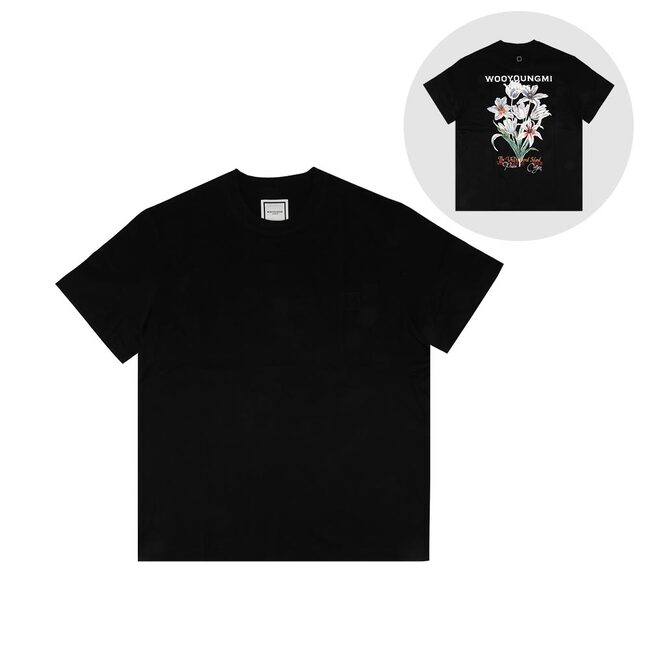 24SS 우영미 W241TS06708B BLACK 플라워 백 로고 티셔츠